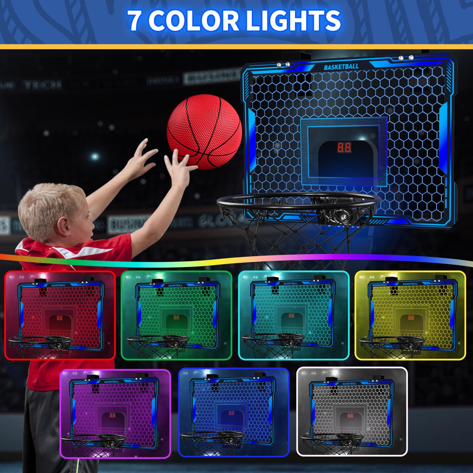 Aro de Baloncesto Interior HYES, Mini Aro de Baloncesto con - Imagen 3