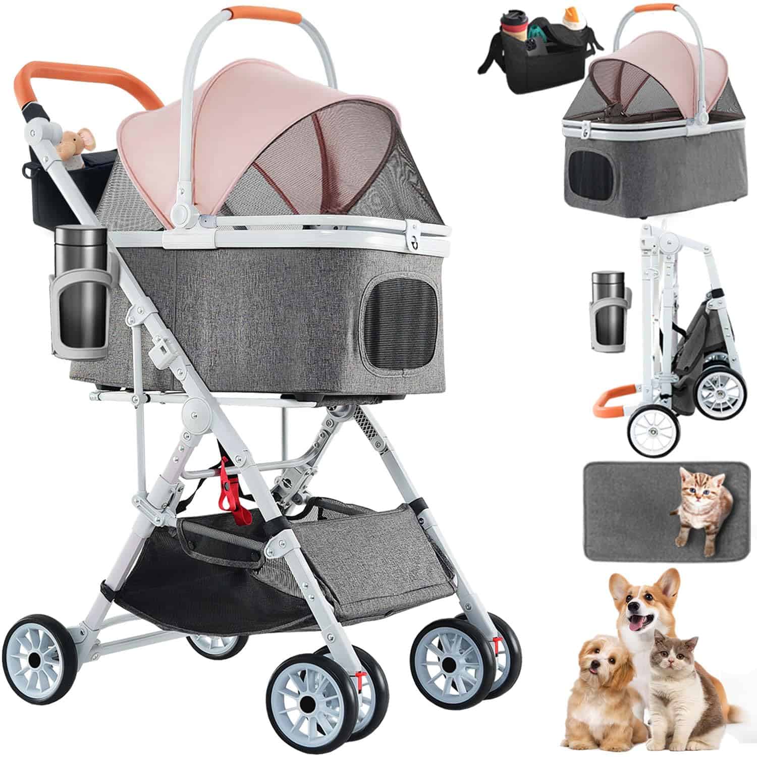 Carriola para Mascotas, Carriola para Perros, 3 en 1