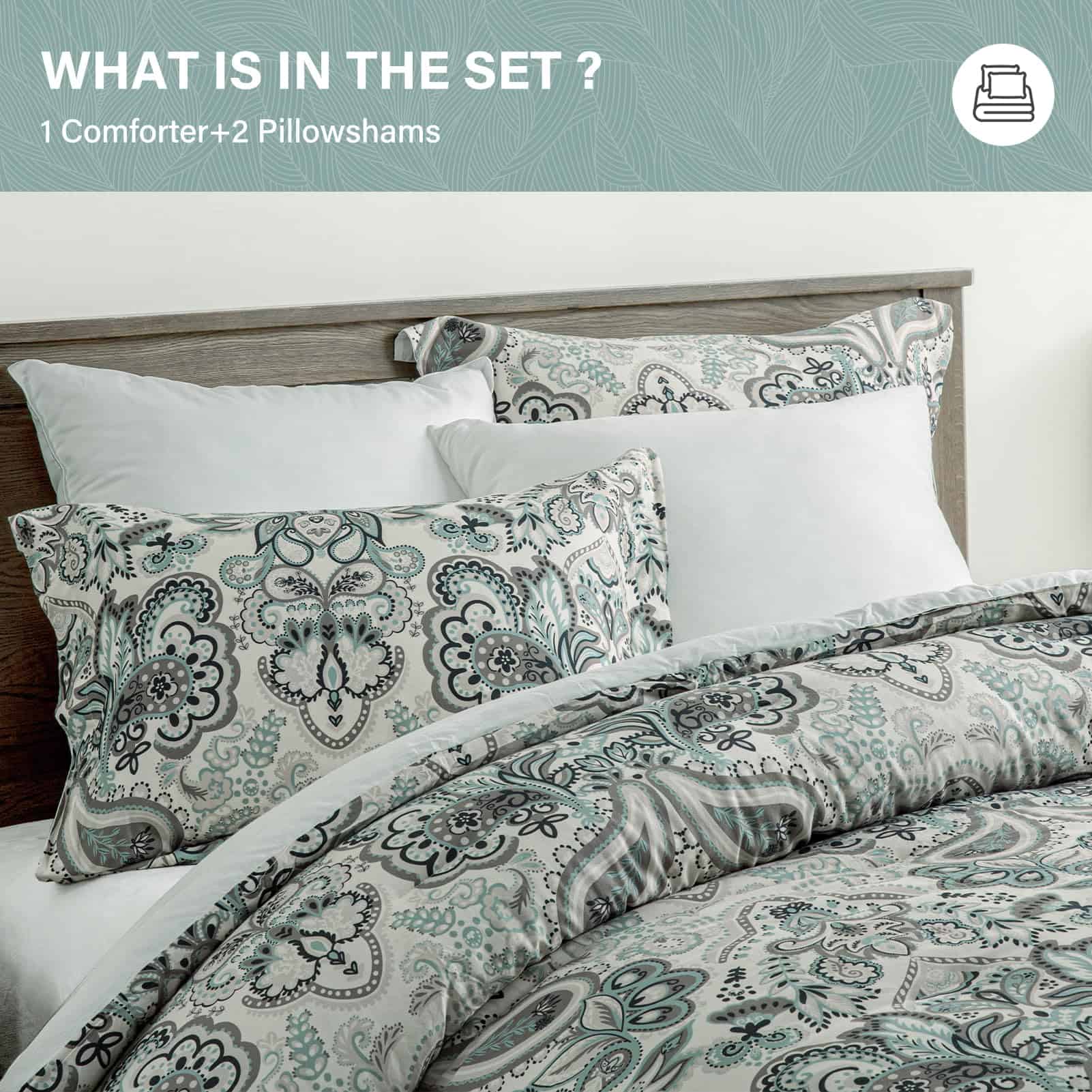 Set de Edredón King SahSahCasa, Juego de Edredón Damasco - Imagen 8