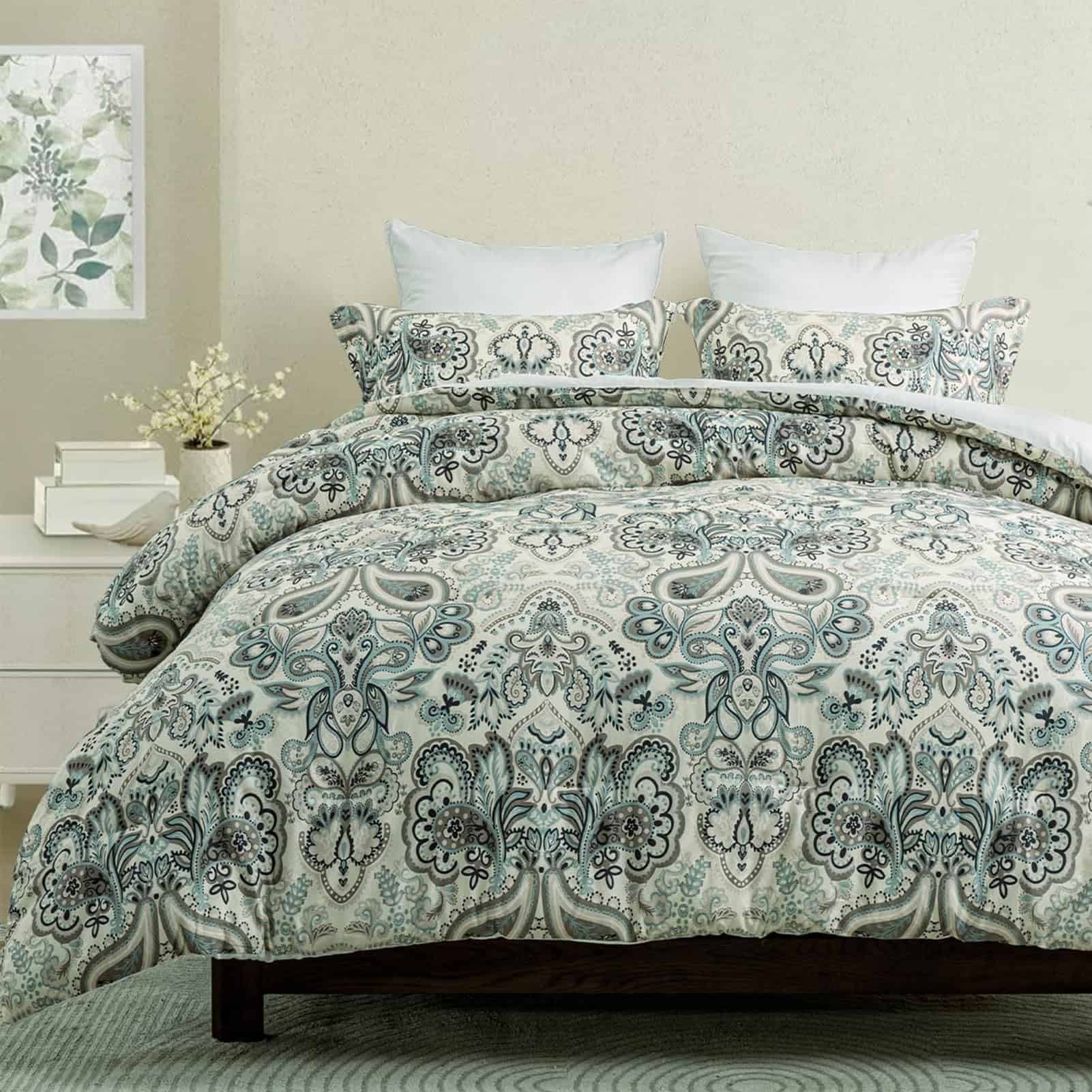 Juego de Edredón Queen Finlonte Damask, -Beige/Marrón/Gris-A