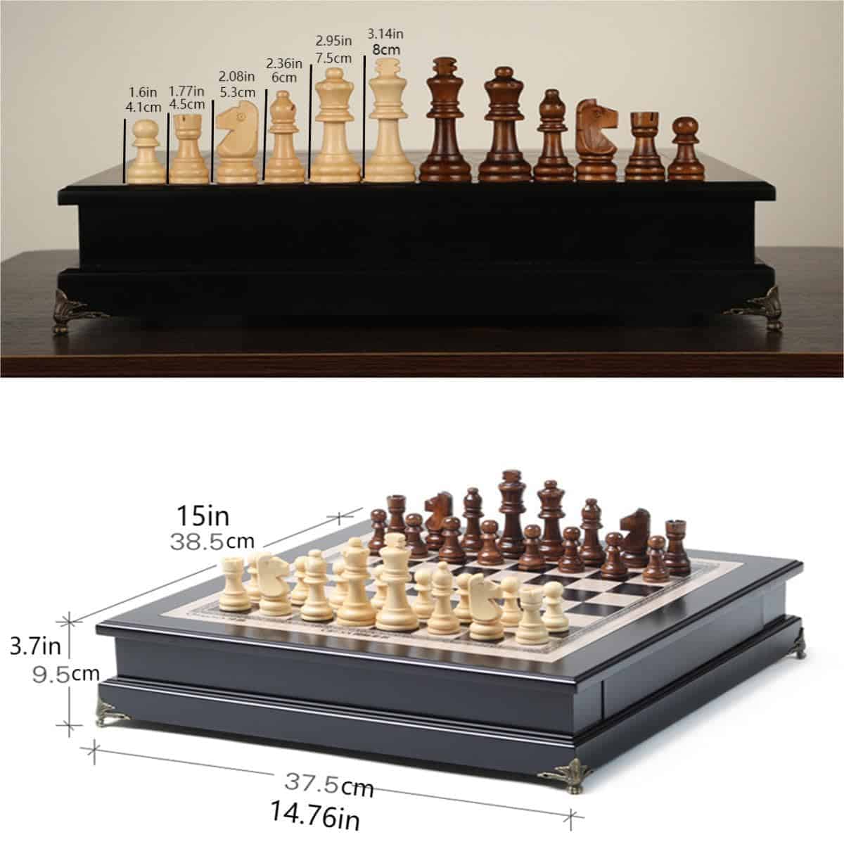 Juego de ajedrez de madera de 15", tablero de tamaño - Imagen 5