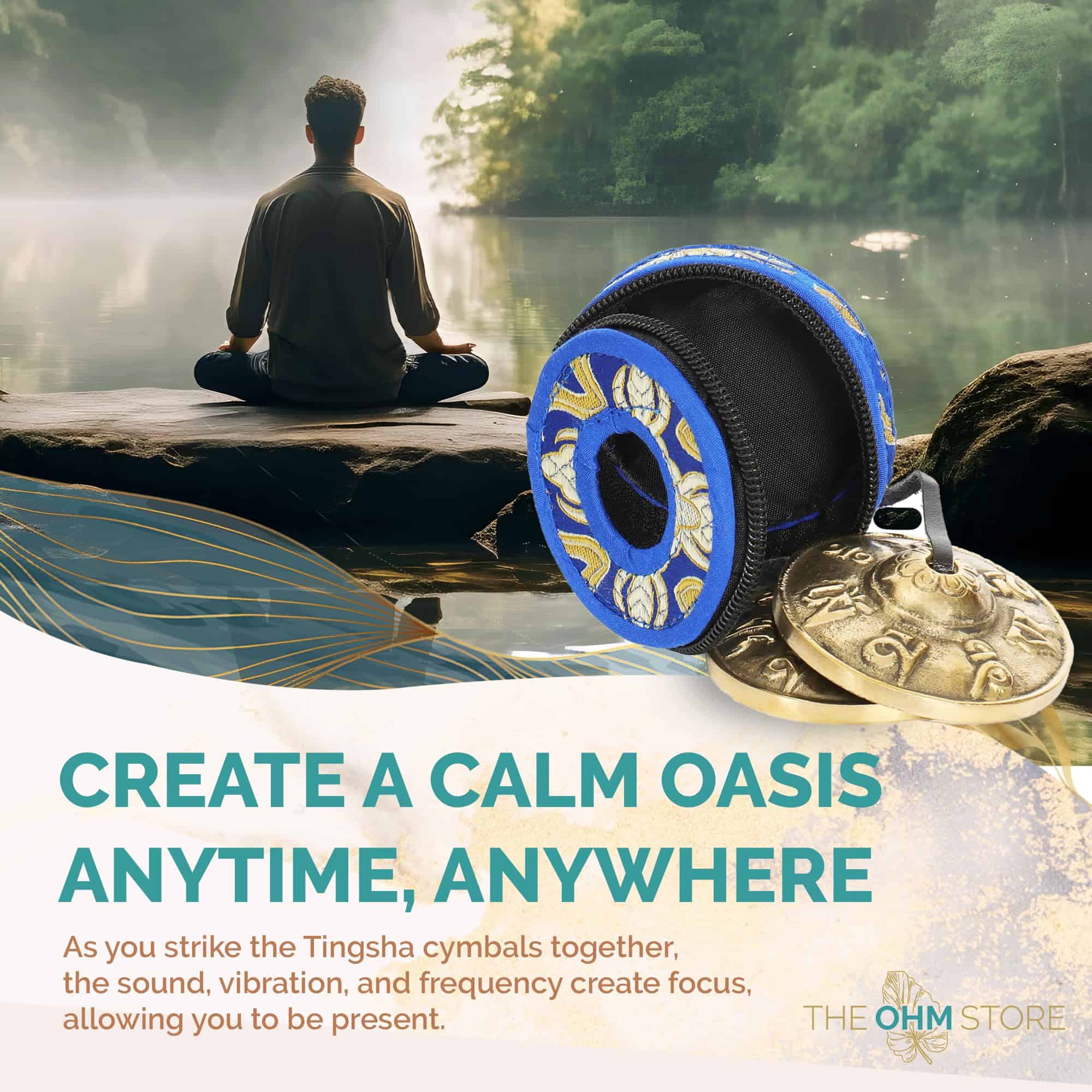 Campanas tibetanas Ohm Store Mantra Tingsha con estuche - Imagen 4
