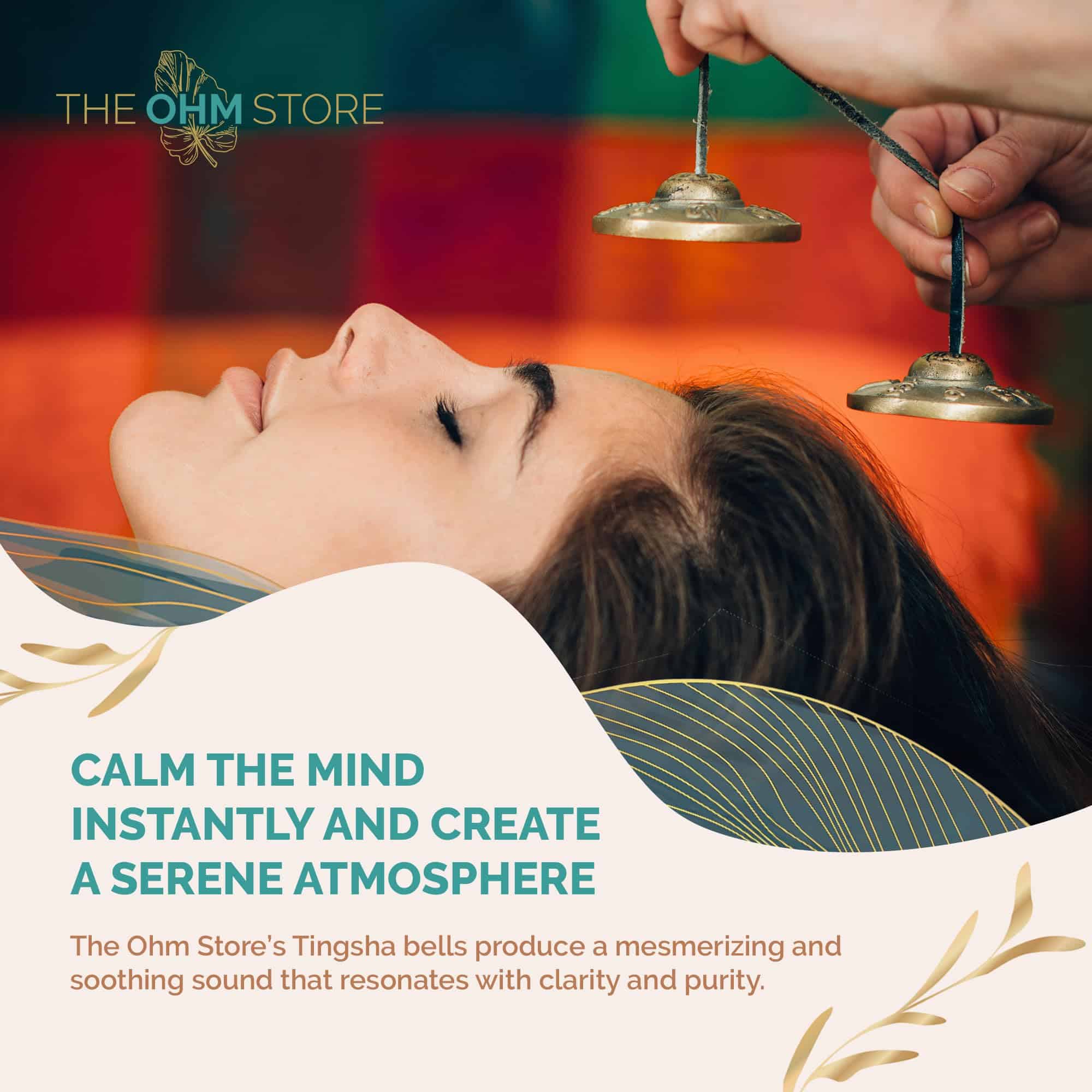 Campanas tibetanas Ohm Store Mantra Tingsha con estuche - Imagen 5