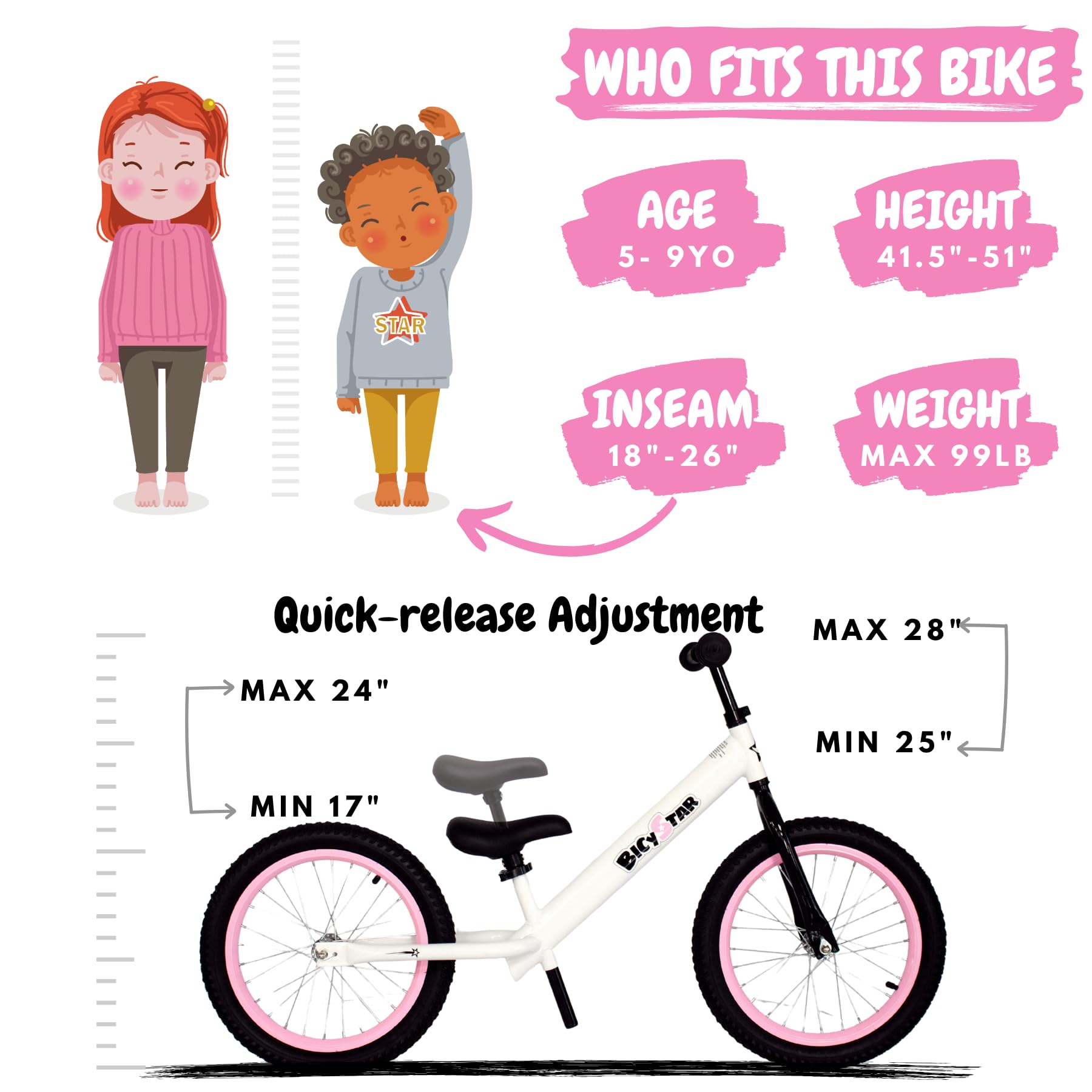 Bicicleta de Equilibrio Bicystar de 16 Pulgadas, Bicicleta - Imagen 3