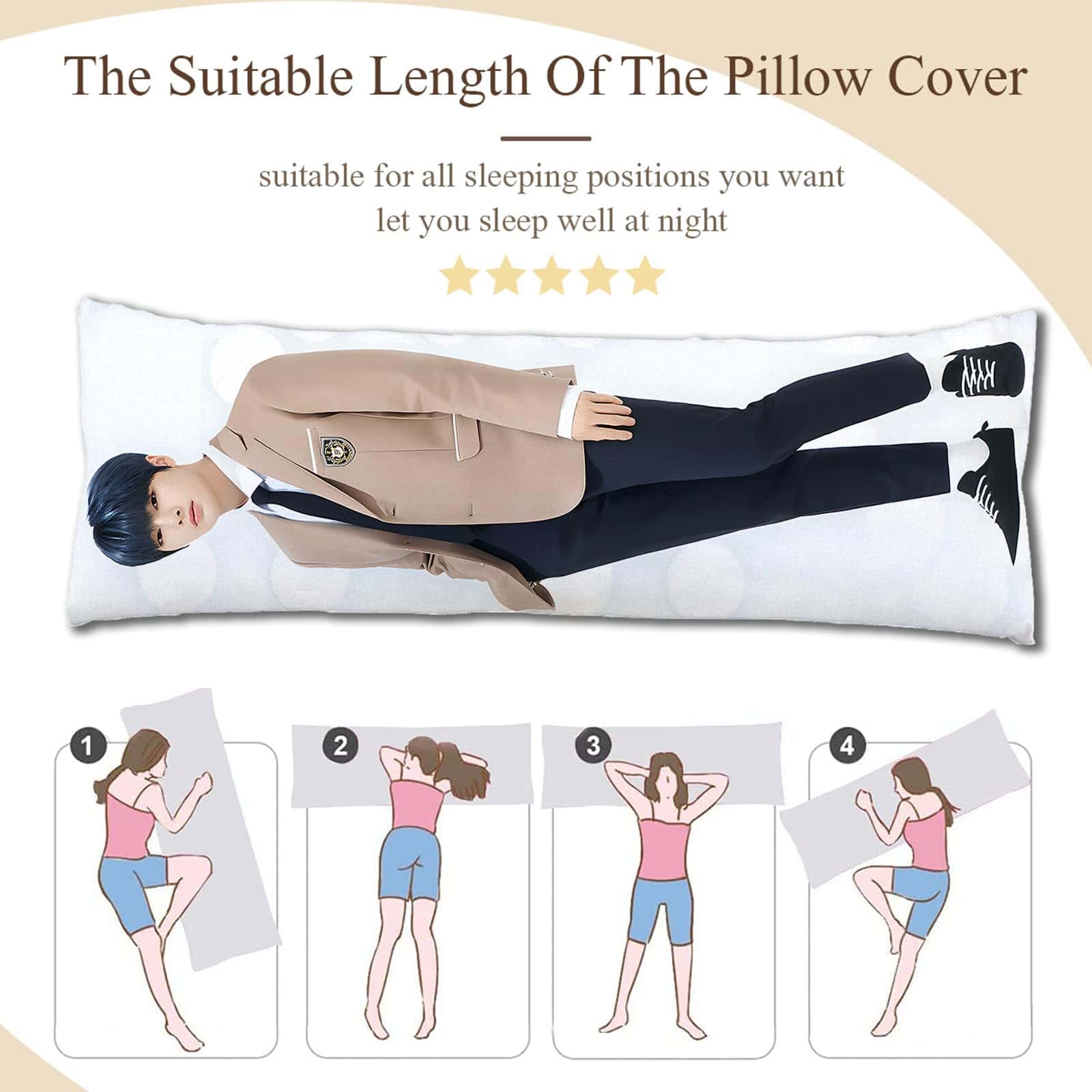 Funda de almohada Hug Body Pillow Case para Fans - Imagen 4