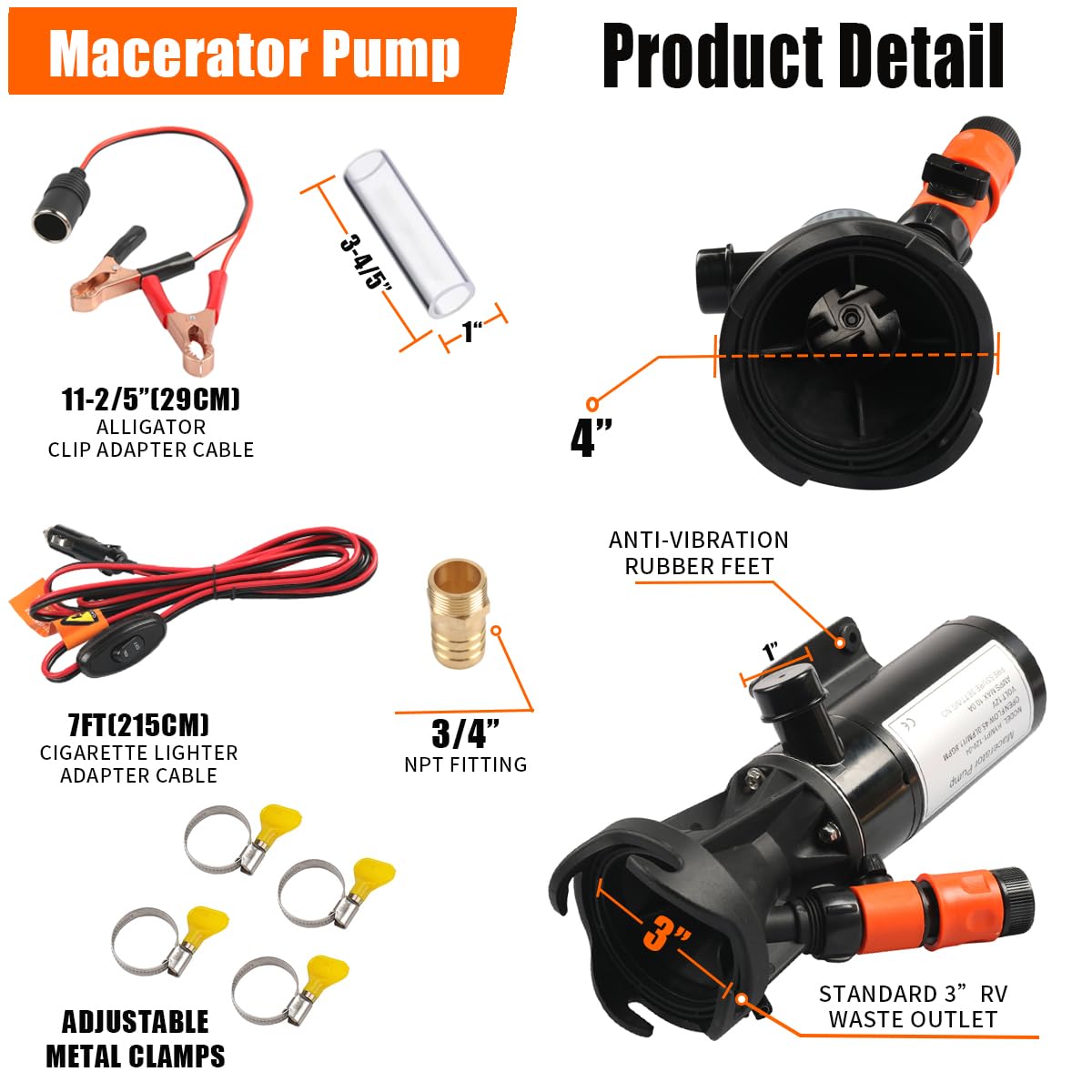 Bomba Trituradora Iqihui para RV de 12v -12 Gpm Bomba de - Imagen 3