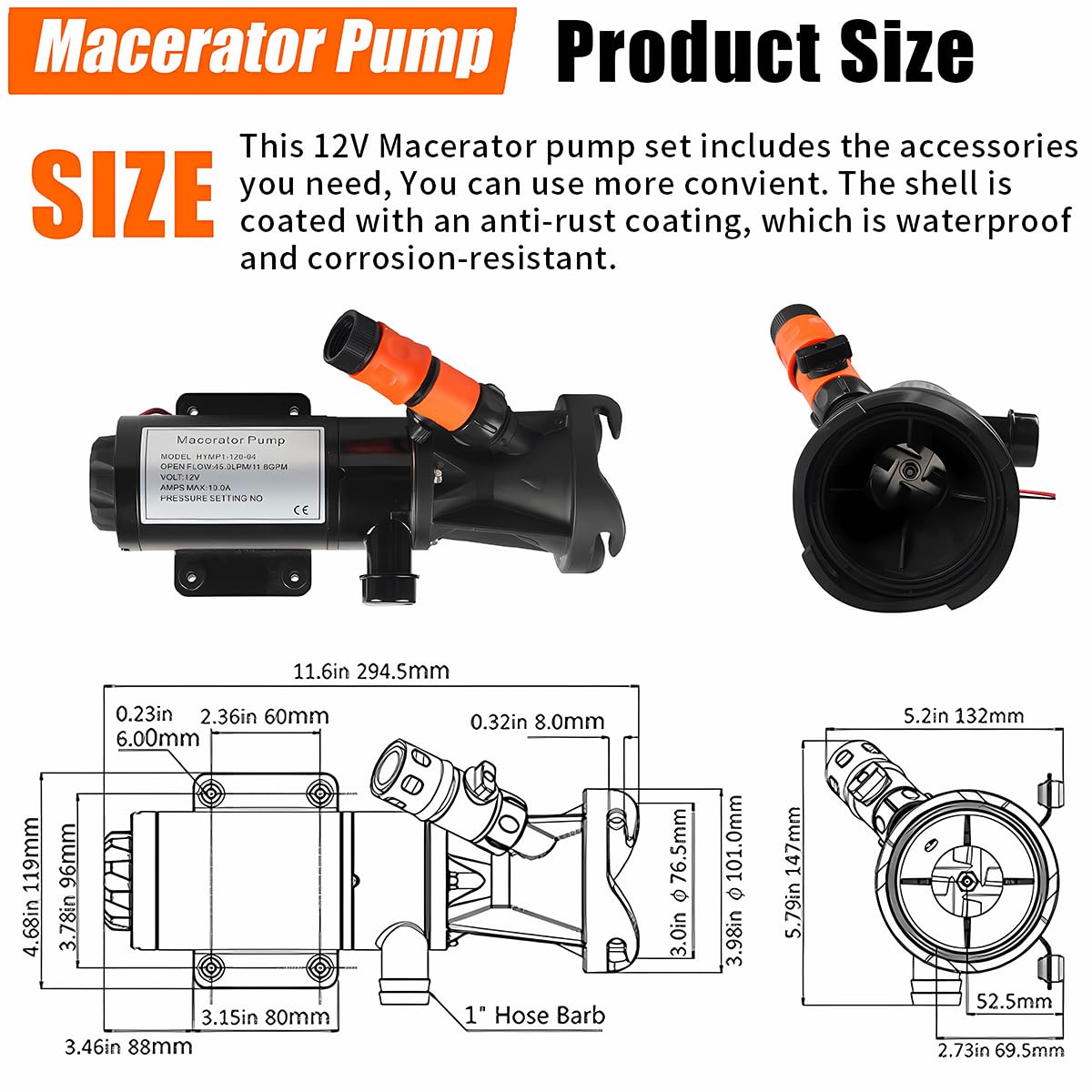 Bomba Trituradora Iqihui para RV de 12v -12 Gpm Bomba de - Imagen 5