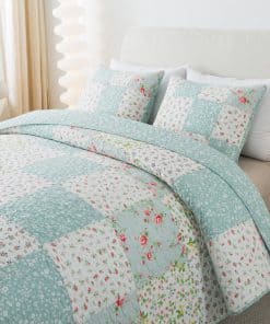 Juego de Edredón de Algodón Soul & Lane -Blanco y Azul