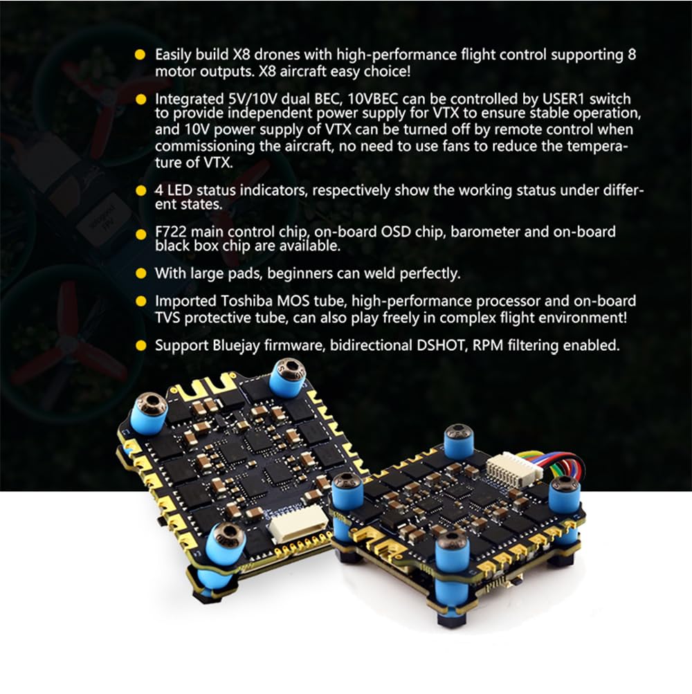 Controlador de vuelo SoloGood F722 30.5x30.5MM con ESC 4in1 - Imagen 4
