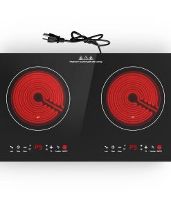 POTFYA Placa de cocción eléctrica de 2 quemadores 24