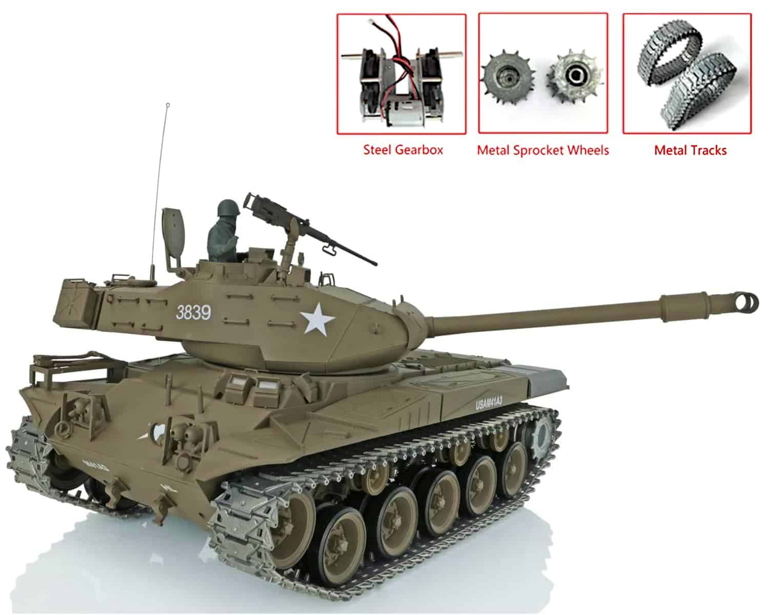 Tanque RC POCO DIVO Walker Bulldog M41A3, 1/16 RTR Vehículo - Imagen 3