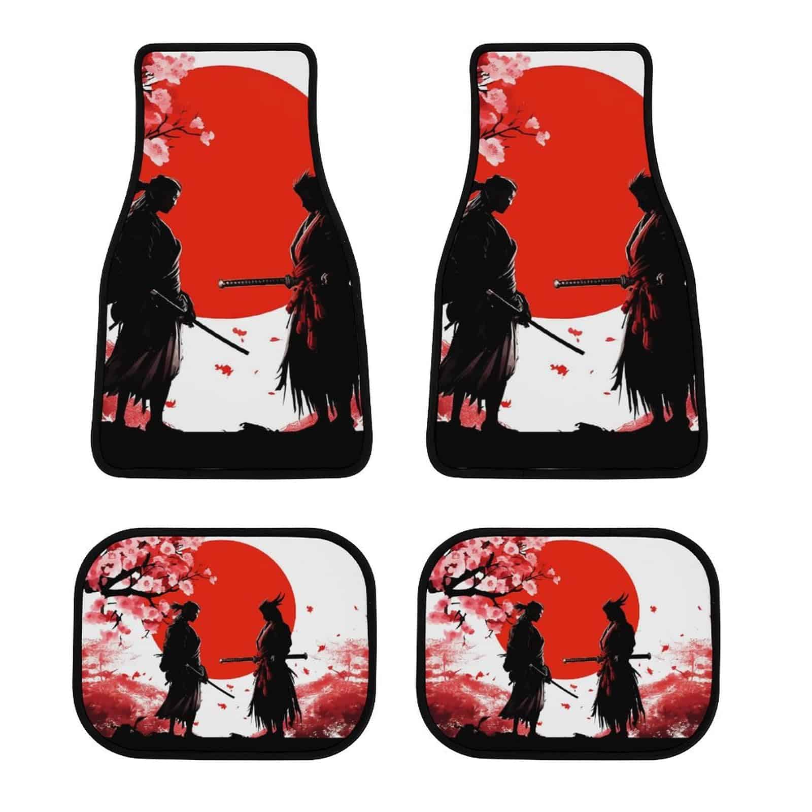 Tapetes para coche estilo Anime Japonés Samurai Cherry de 4