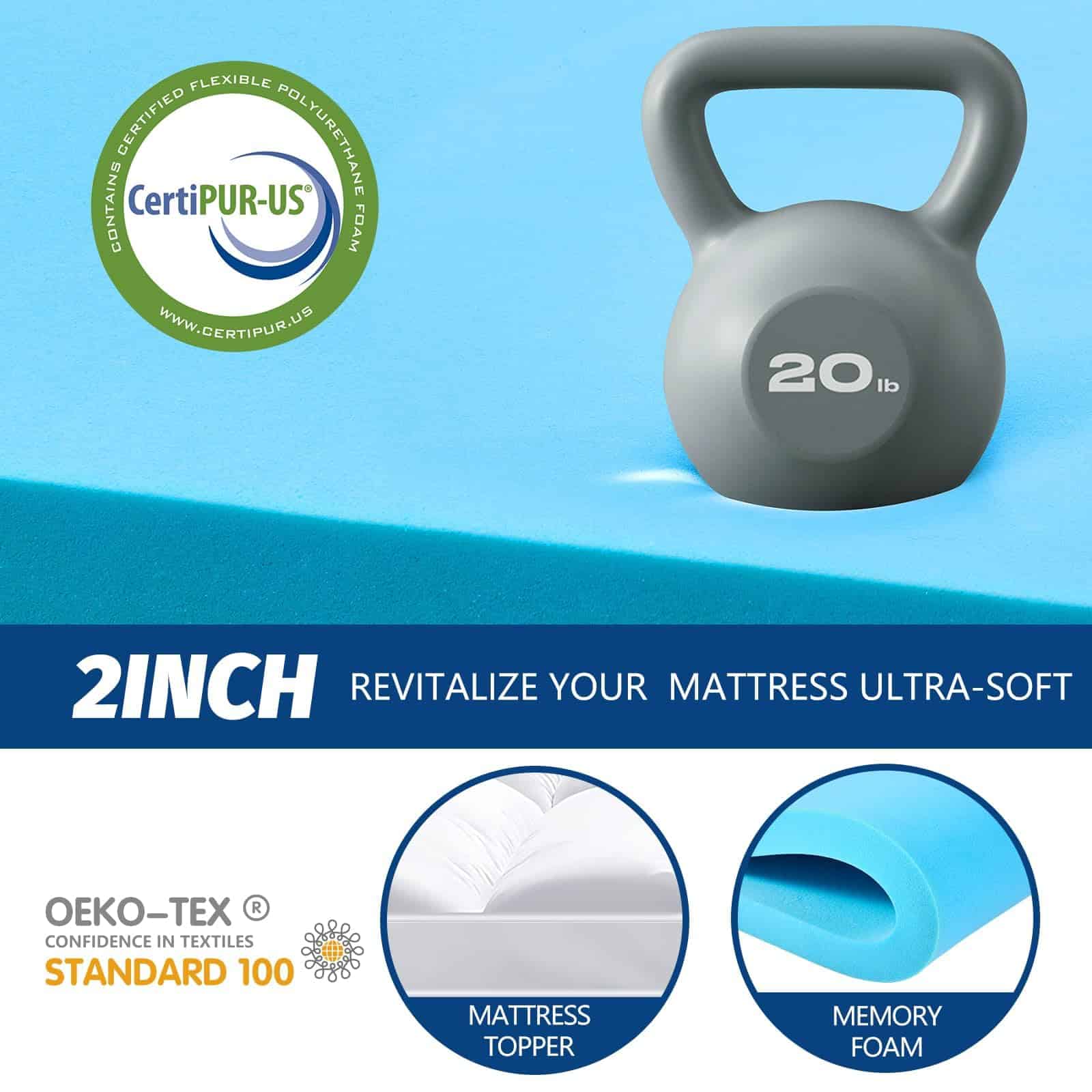 Colchón Topper de Espuma de Memoria Twin XL MEUDYT - - Imagen 8