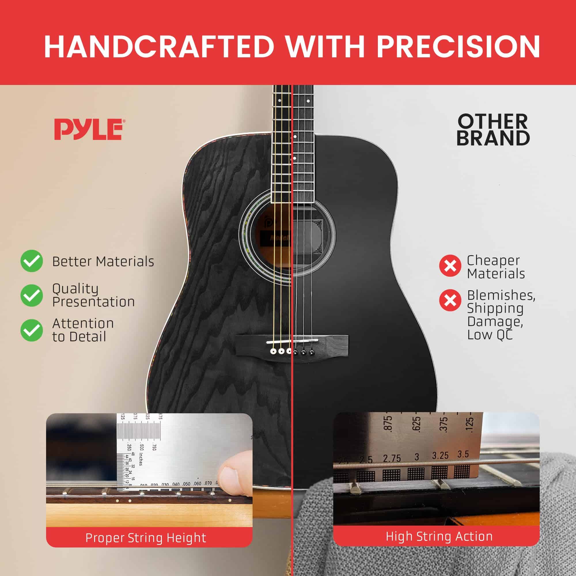 Kit de Guitarra Acústica Pyle Steel String, Tamaño Completo - Imagen 6