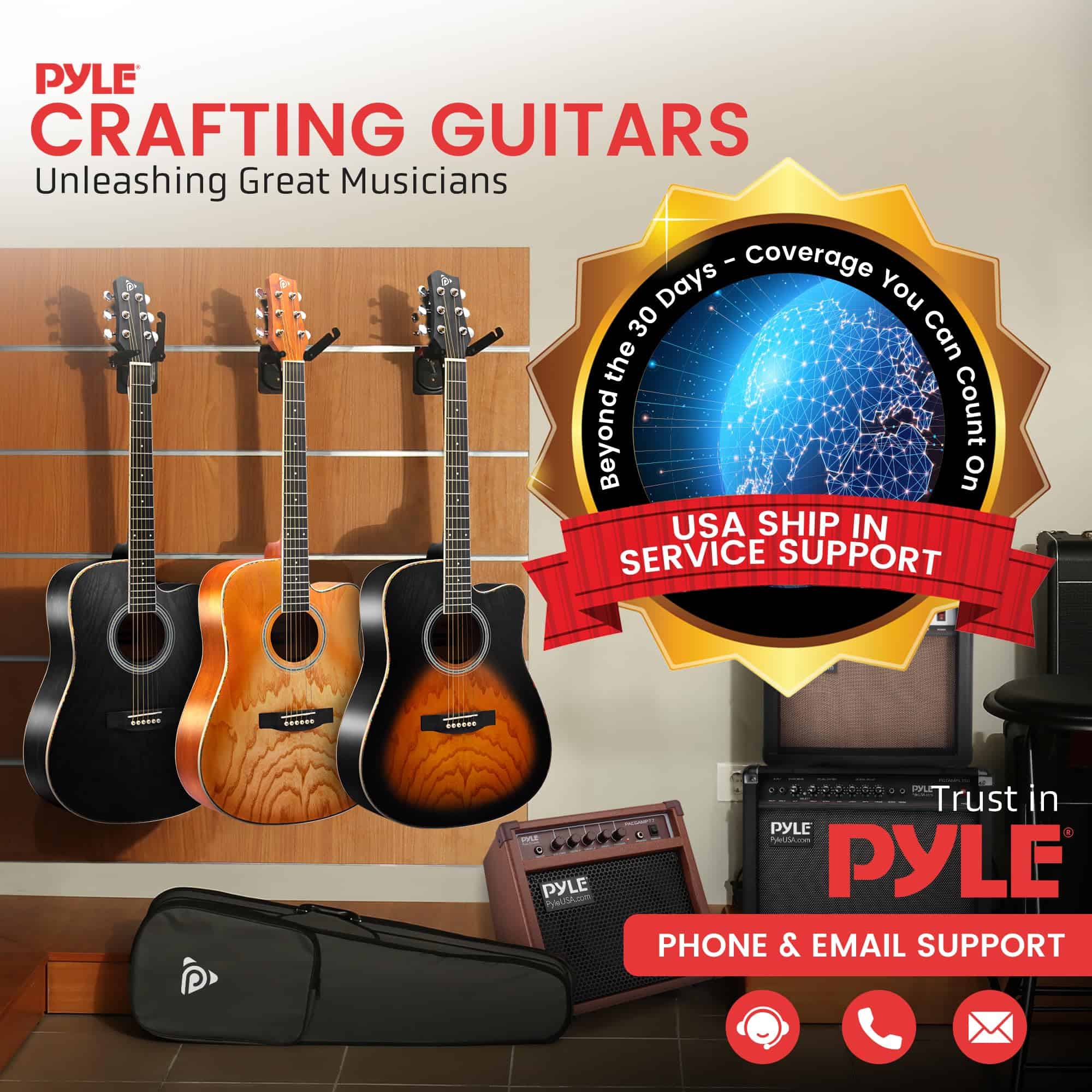 Kit de Guitarra Acústica Pyle Steel String, Tamaño Completo - Imagen 8