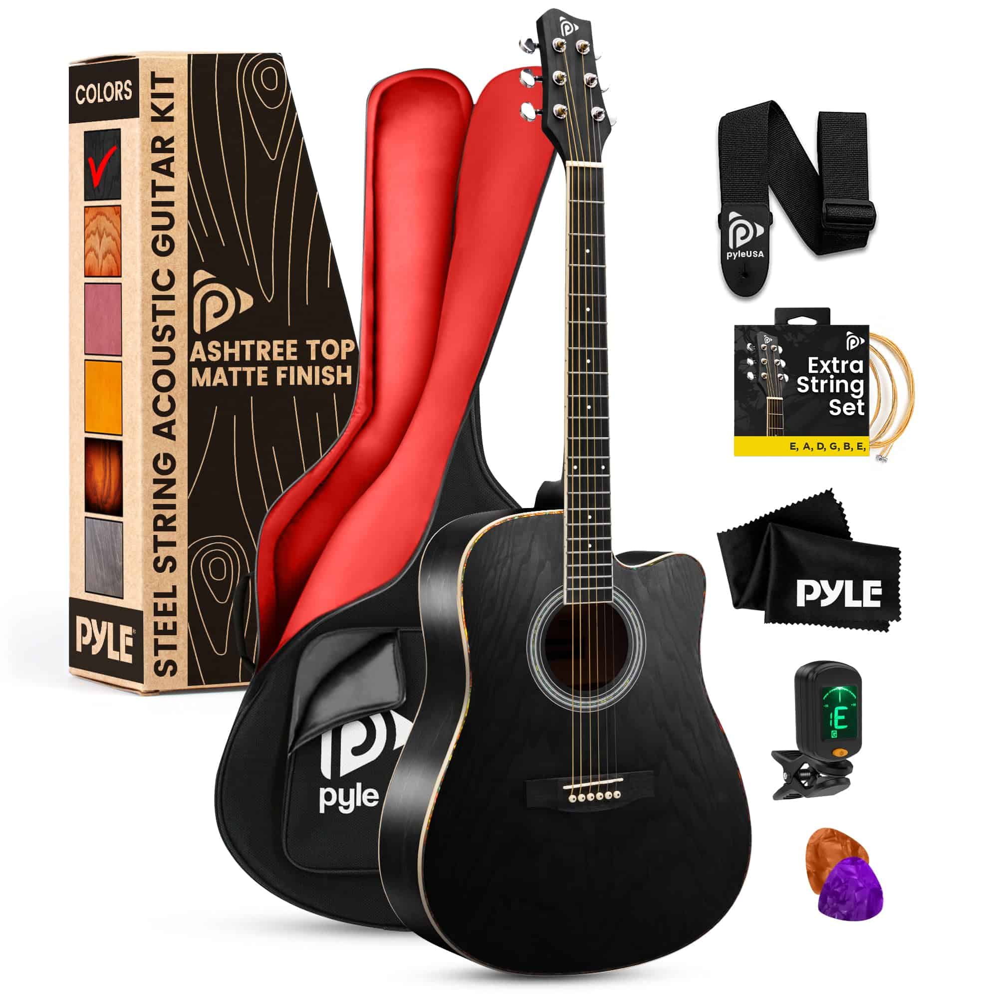 Kit de Guitarra Acústica Pyle Steel String, Tamaño Completo