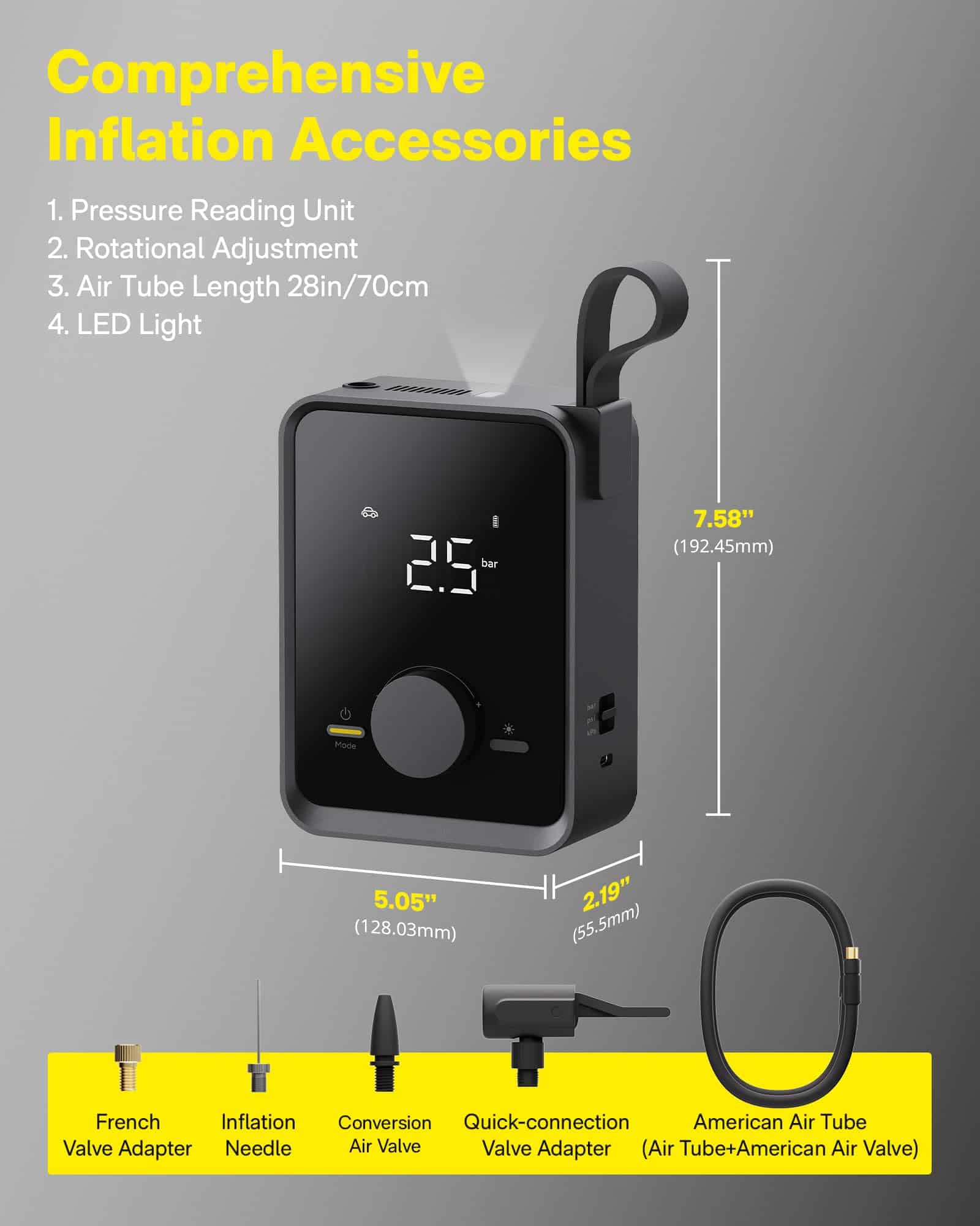 Inflador de Neumáticos Portátil HOTO, Bomba de Aire - Imagen 6