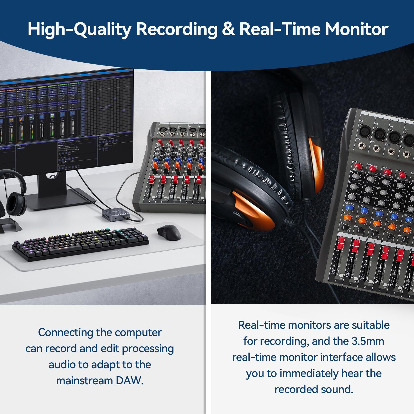 Mezcladora de Audio de 16 Canales, Consola con Bluetooth - Imagen 6