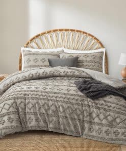 Juego de Edredón en Tamaño Individual de Color Gris Claro