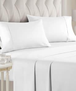Juego de sábanas de algodón egipcio - -Blanco Brillante