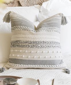 Funda de Almohada Decorativa Boho en Gris 20x20 Cuadrada,