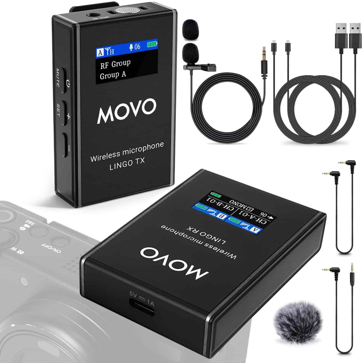 Sistema de Micrófono Inalámbrico Lavalier Movo Lingo de 48