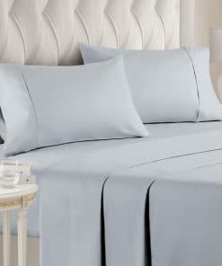 Juego de sábanas de algodón egipcio - -Azul Claro