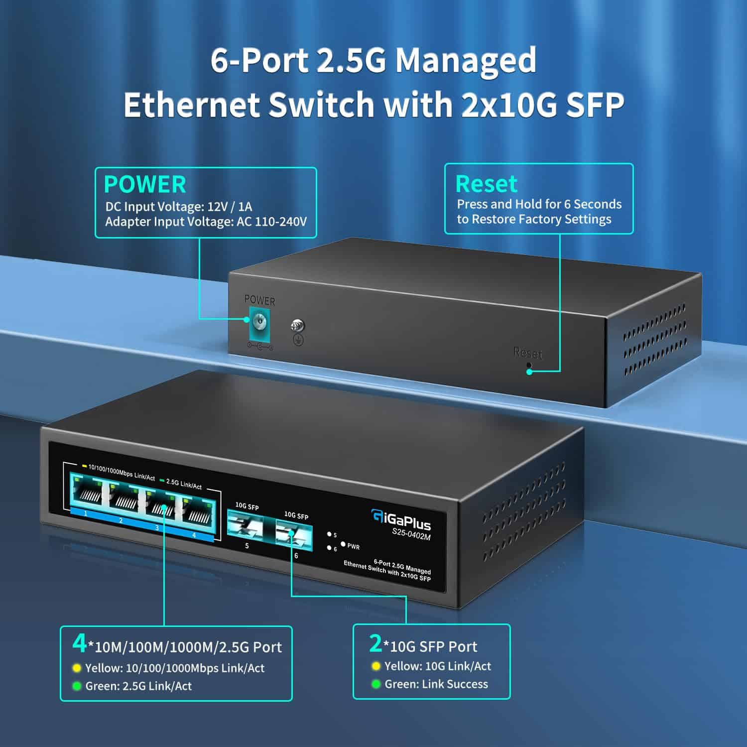Switch Ethernet Administrado de 6 Puertos 2.5G con 2*10G - Imagen 3