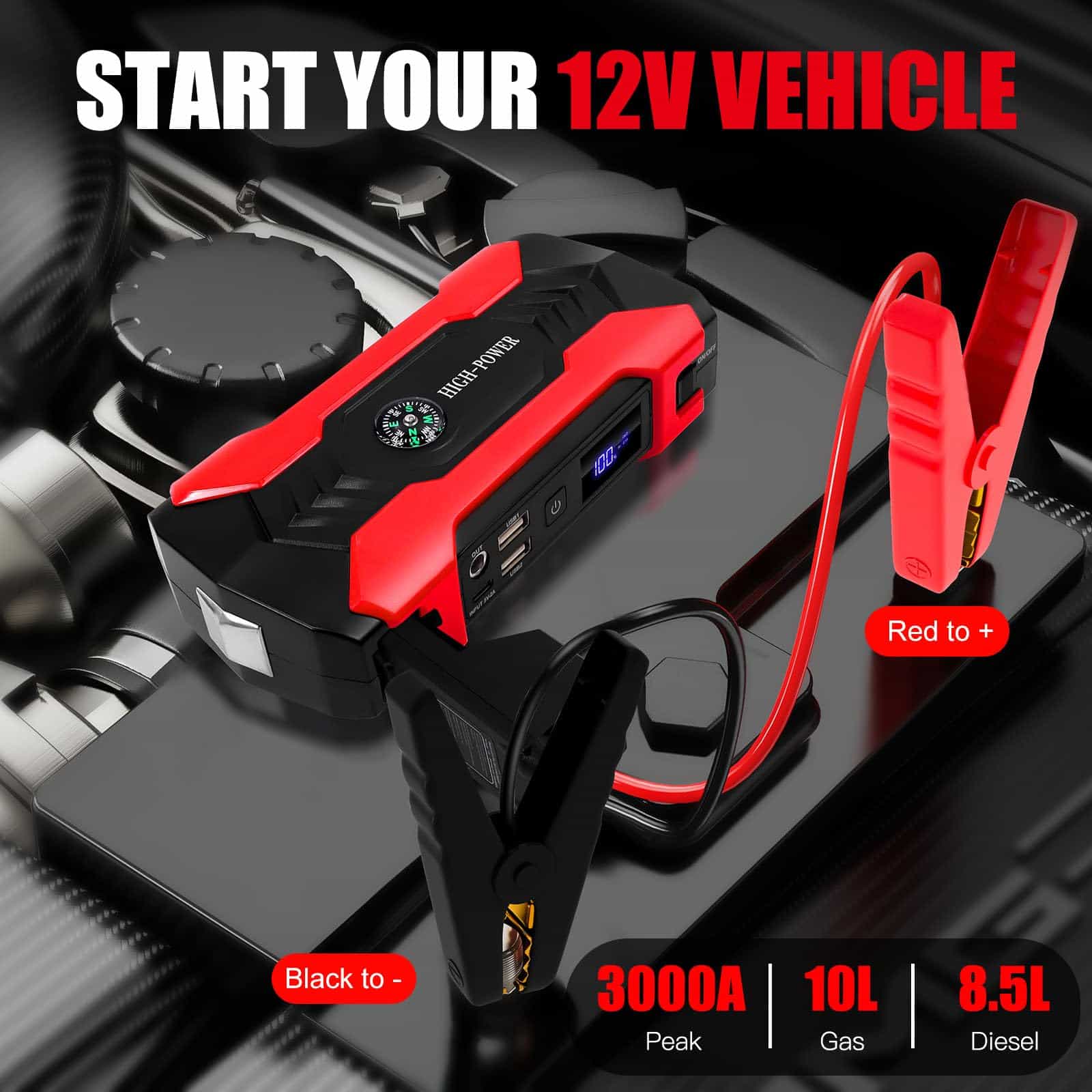 Arrancador de Coche, Cargador de Batería para Coche de - Imagen 4