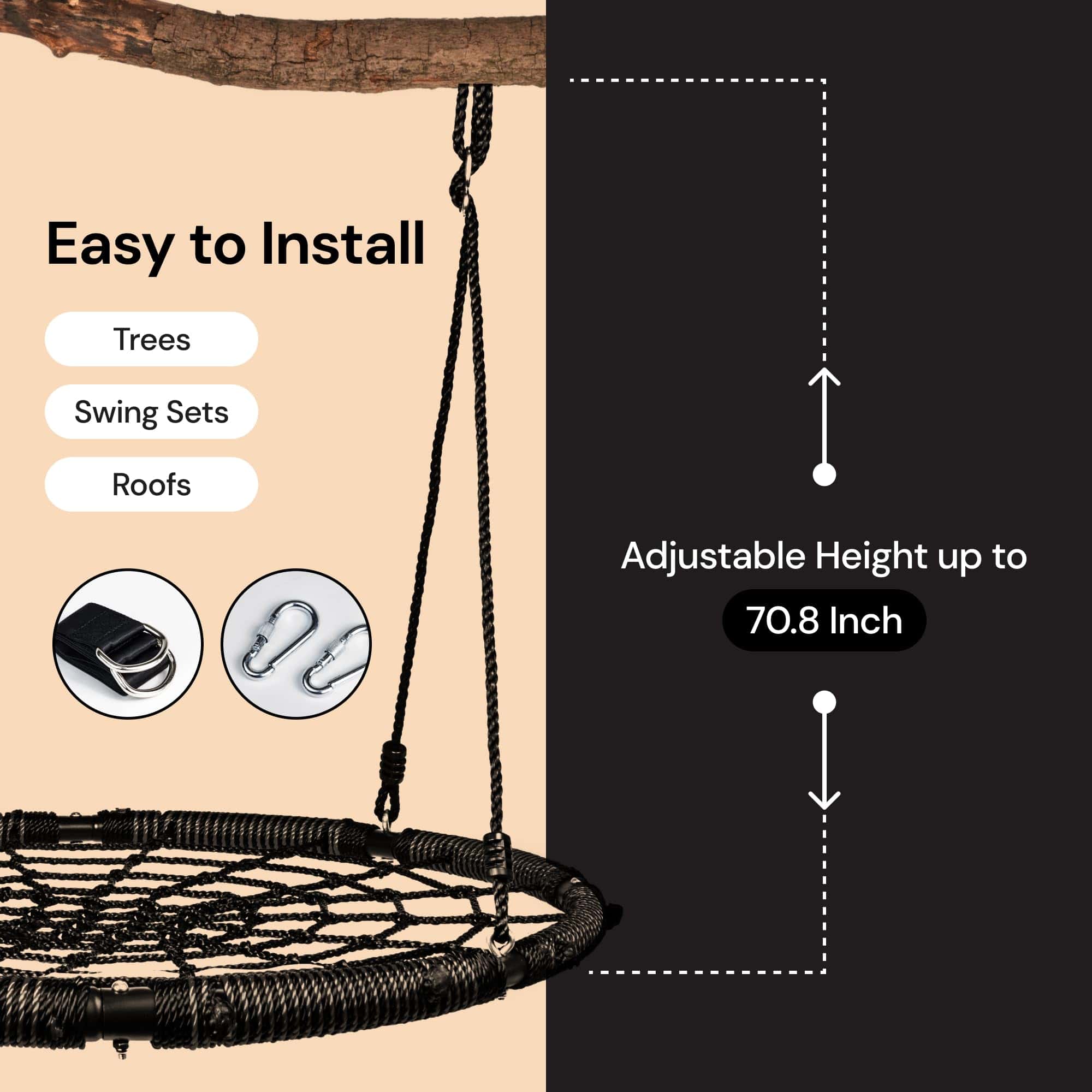 Columpio de Árbol de Telaraña PlayVibe - Columpio Redondo - Imagen 9