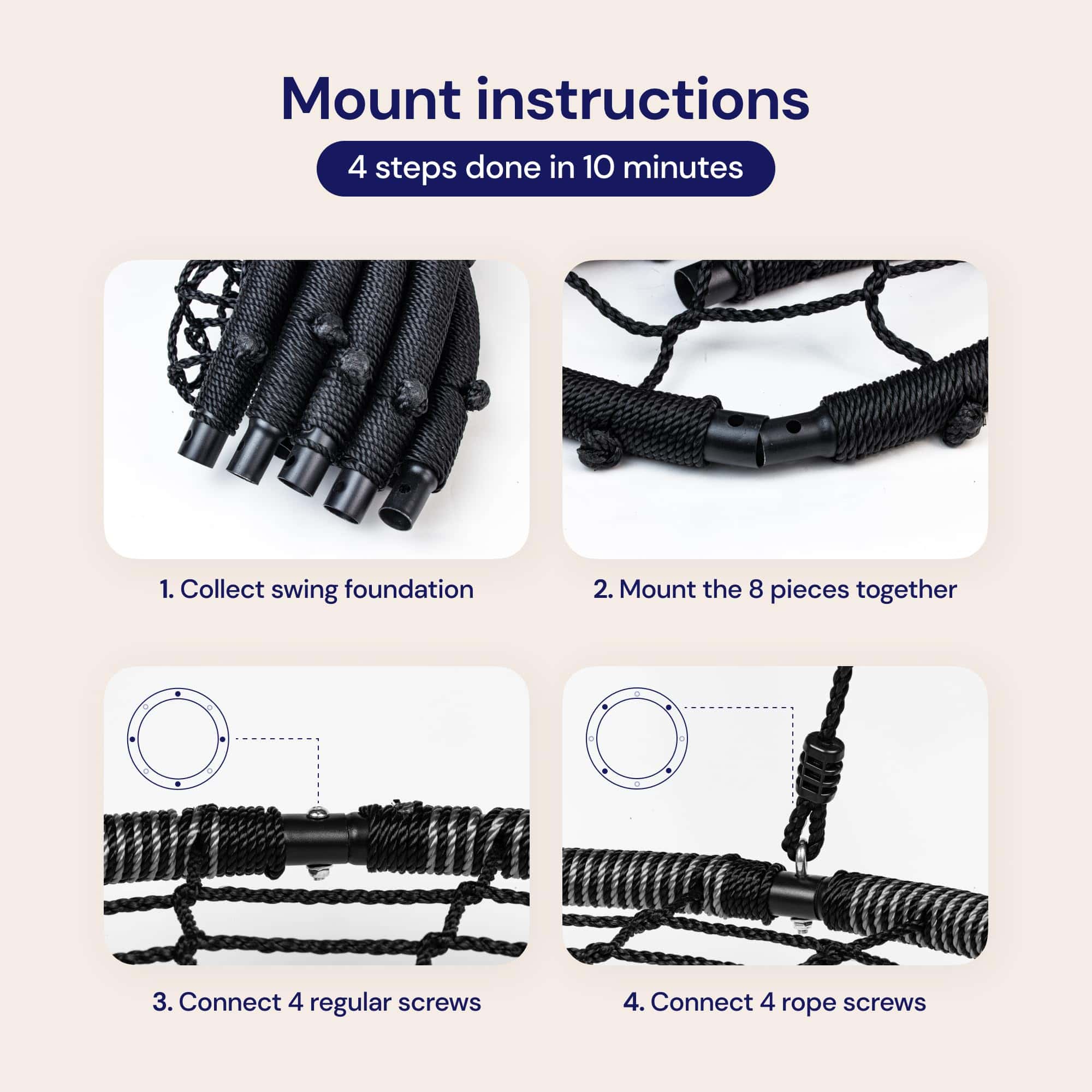 Columpio de Árbol de Telaraña PlayVibe - Columpio Redondo - Imagen 8