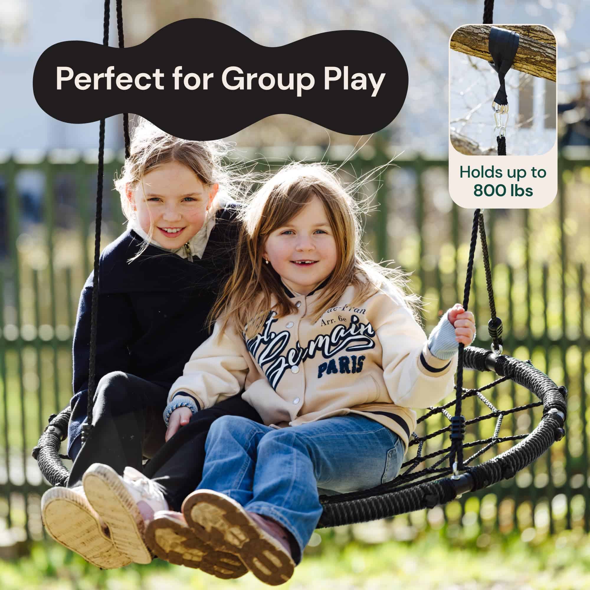 Columpio de Árbol de Telaraña PlayVibe - Columpio Redondo - Imagen 6