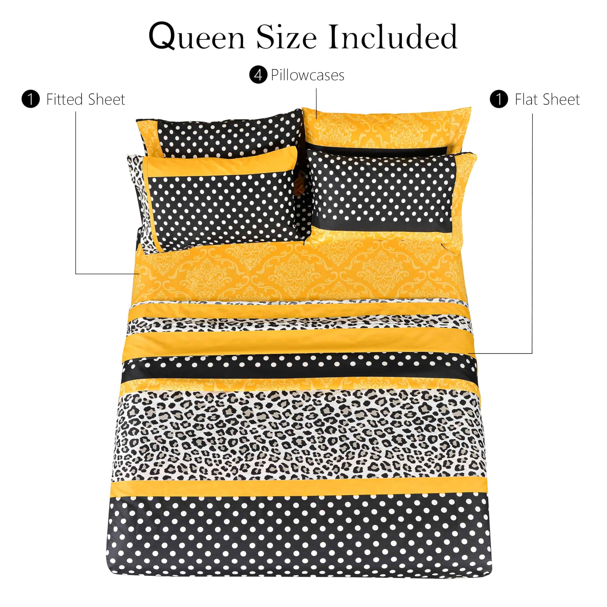 Juego de sábanas de microfibra ultrasuave de -Amarillo Patch - Imagen 3