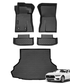 Juego de tapetes para piso y forro de carga -Negro