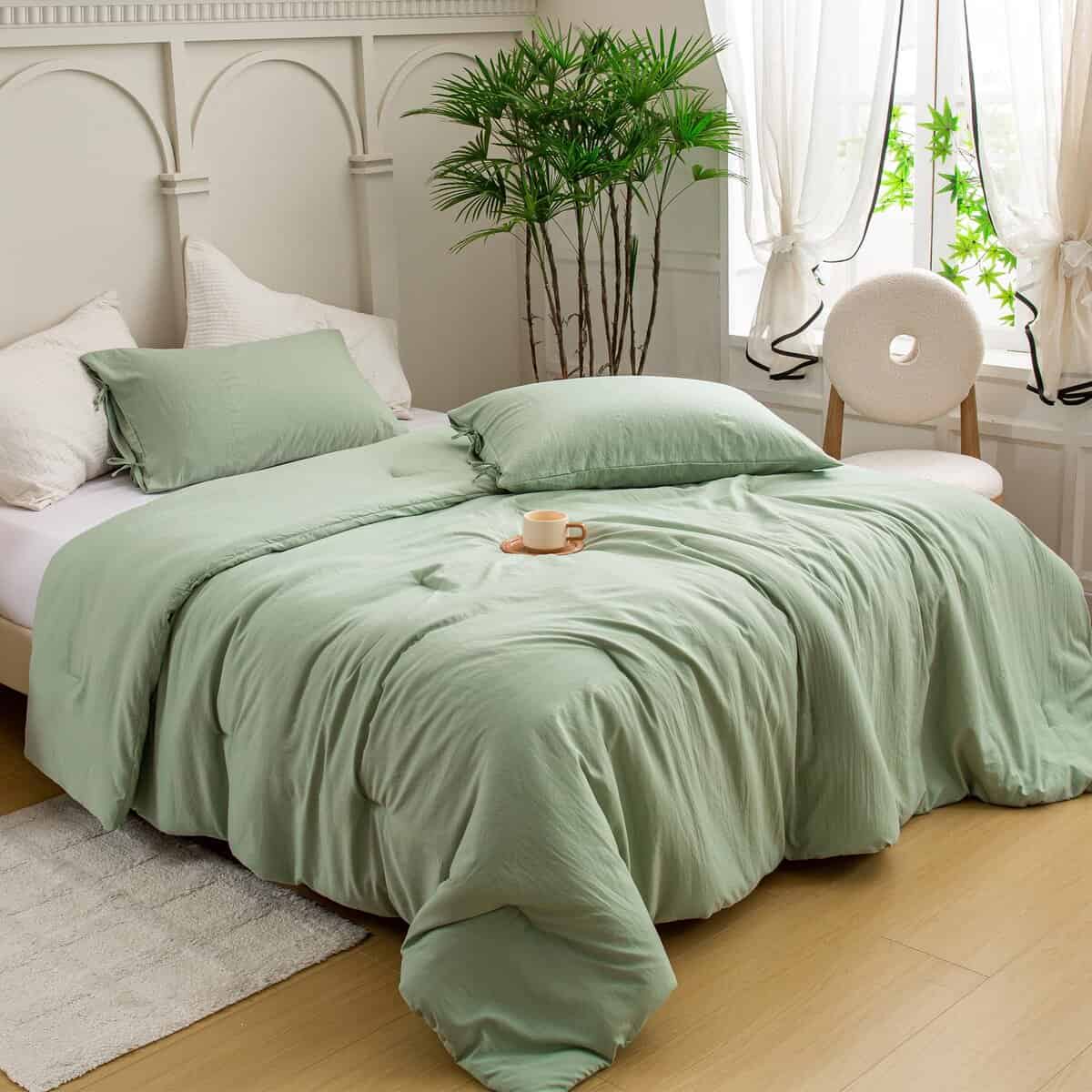 Juego de Edredón BOHOPOPM Softness Sage Green Twin/XL - - Imagen 3