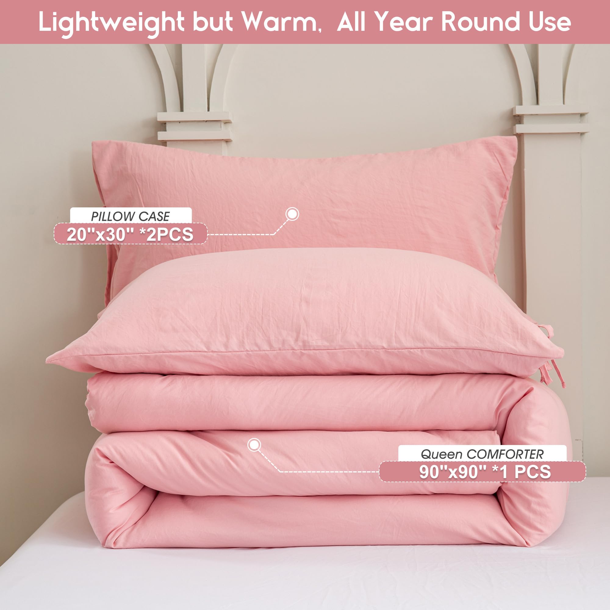 Juego de Edredón Bohopopm de Color Rosado Claro para Cama - Imagen 7