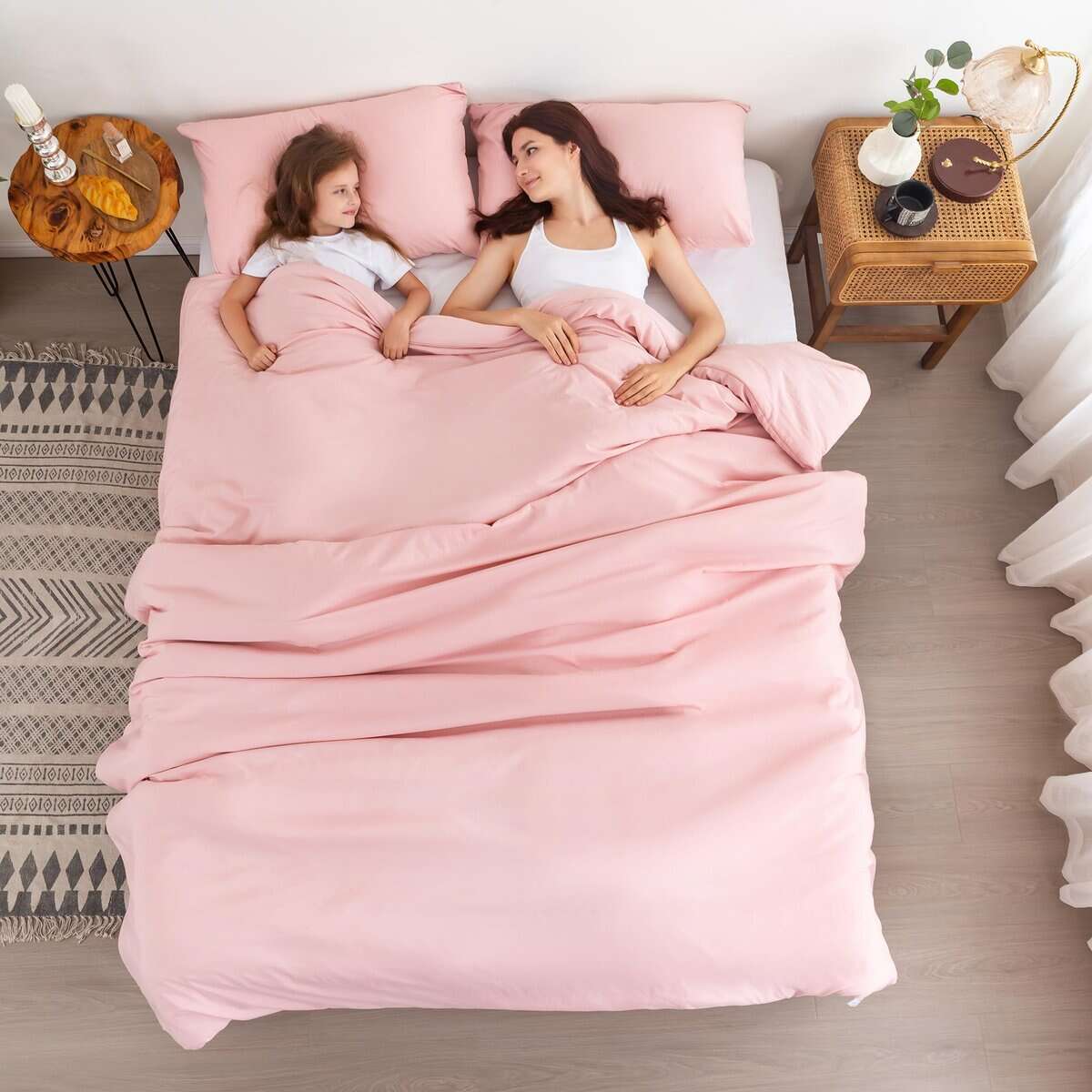 Juego de Edredón Bohopopm de Color Rosado Claro para Cama - Imagen 4