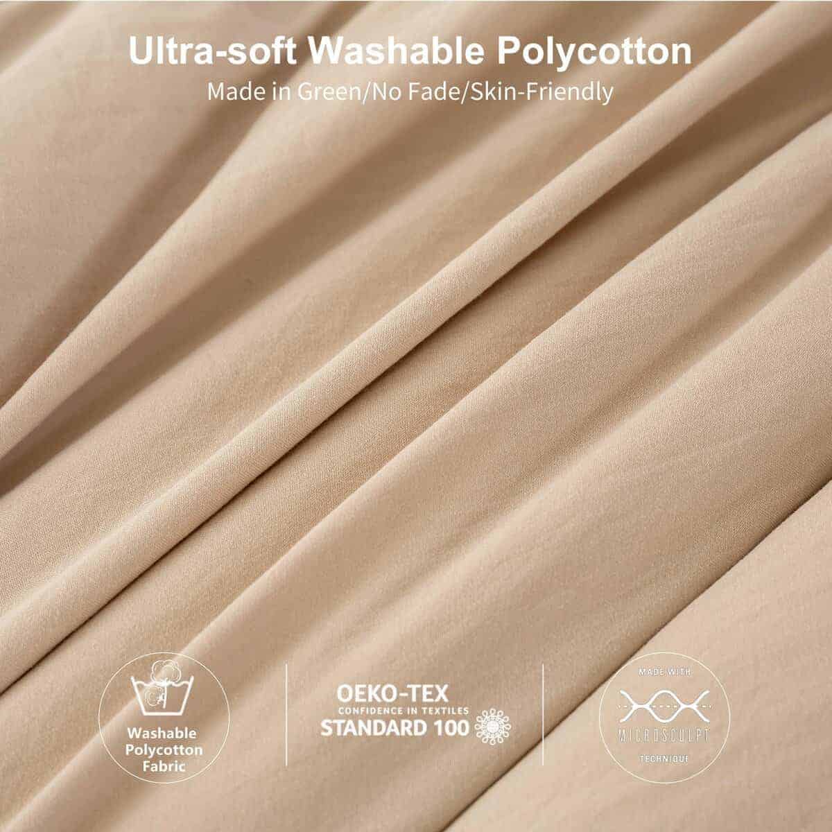 Juego de Edredón Ultra-Suave Color Beige Queen - Acogedor y - Imagen 6