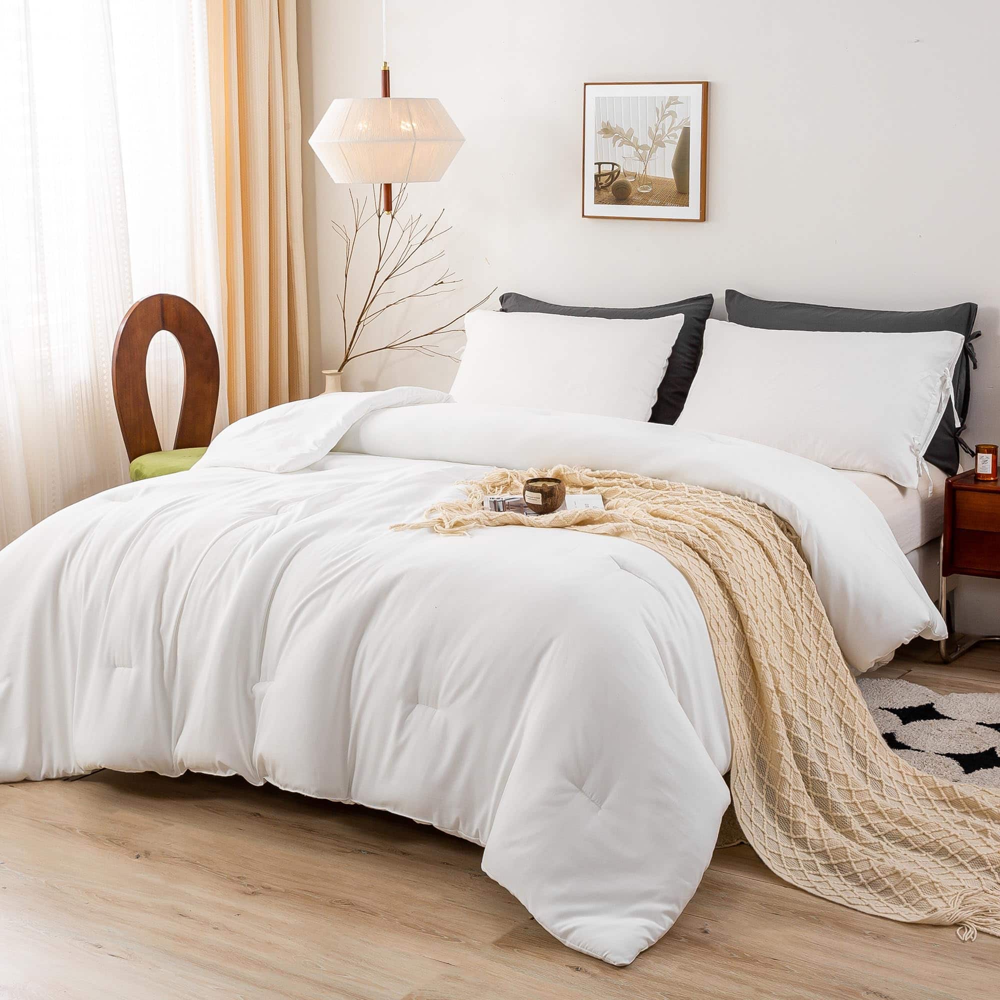 Edredón Blanco BOHOPOPM Softness King - Juego de Ropa de