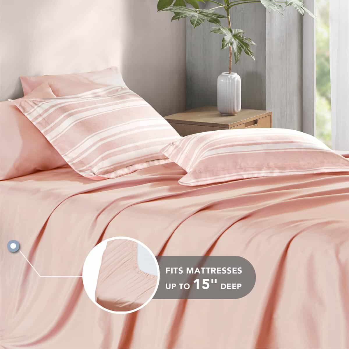 Conjunto de edredón completo Codi rosa y blanco con - Imagen 6