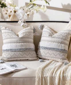 Funda de Cojín Decorativa Gris BlissBlush 20x20 Combo de 2