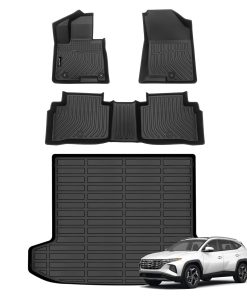 Juego de tapetes para piso y tapete de carga -Negro