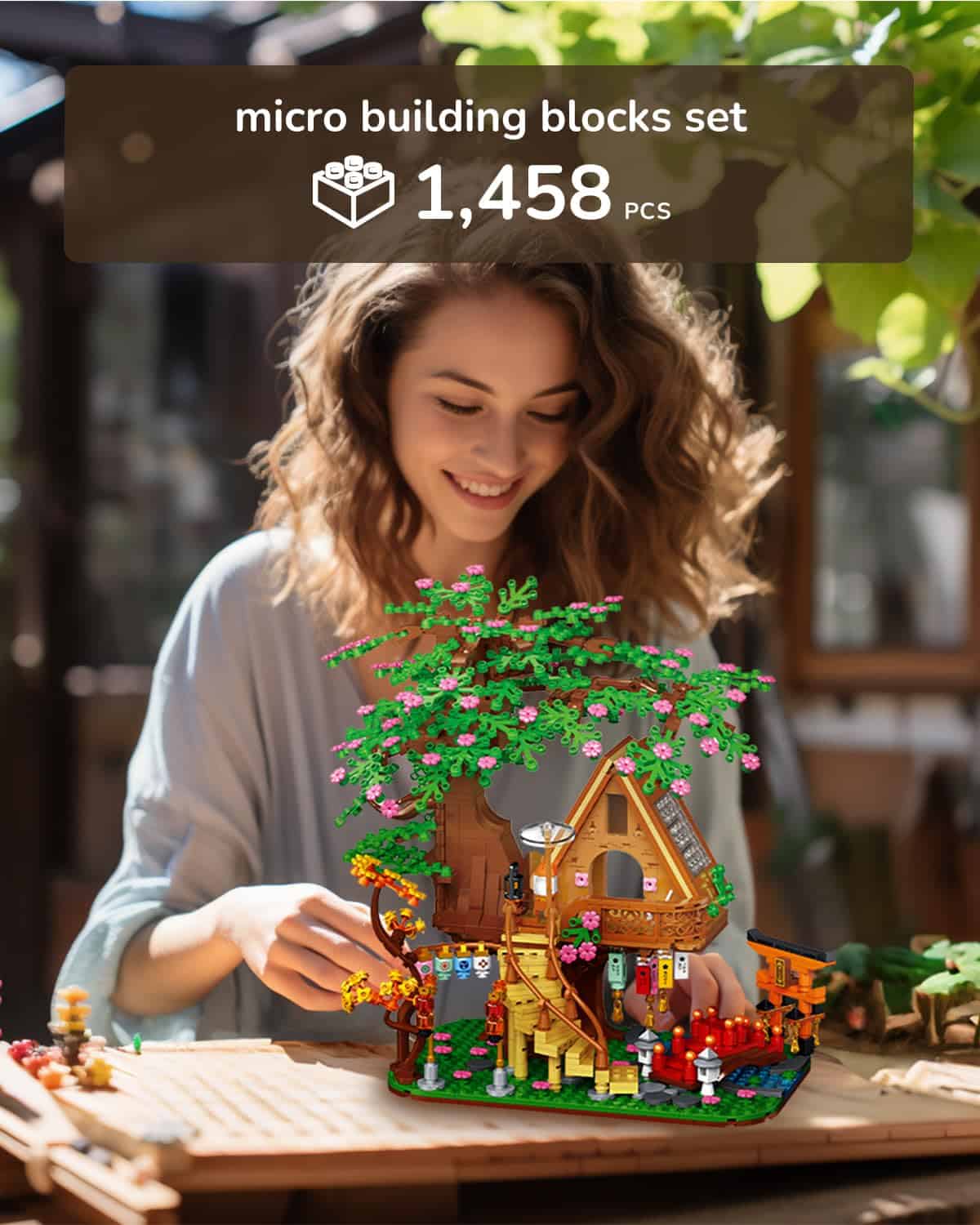 Kimiangel Tree House Lighting Building Brick Sets, 1458 PCS - Imagen 5