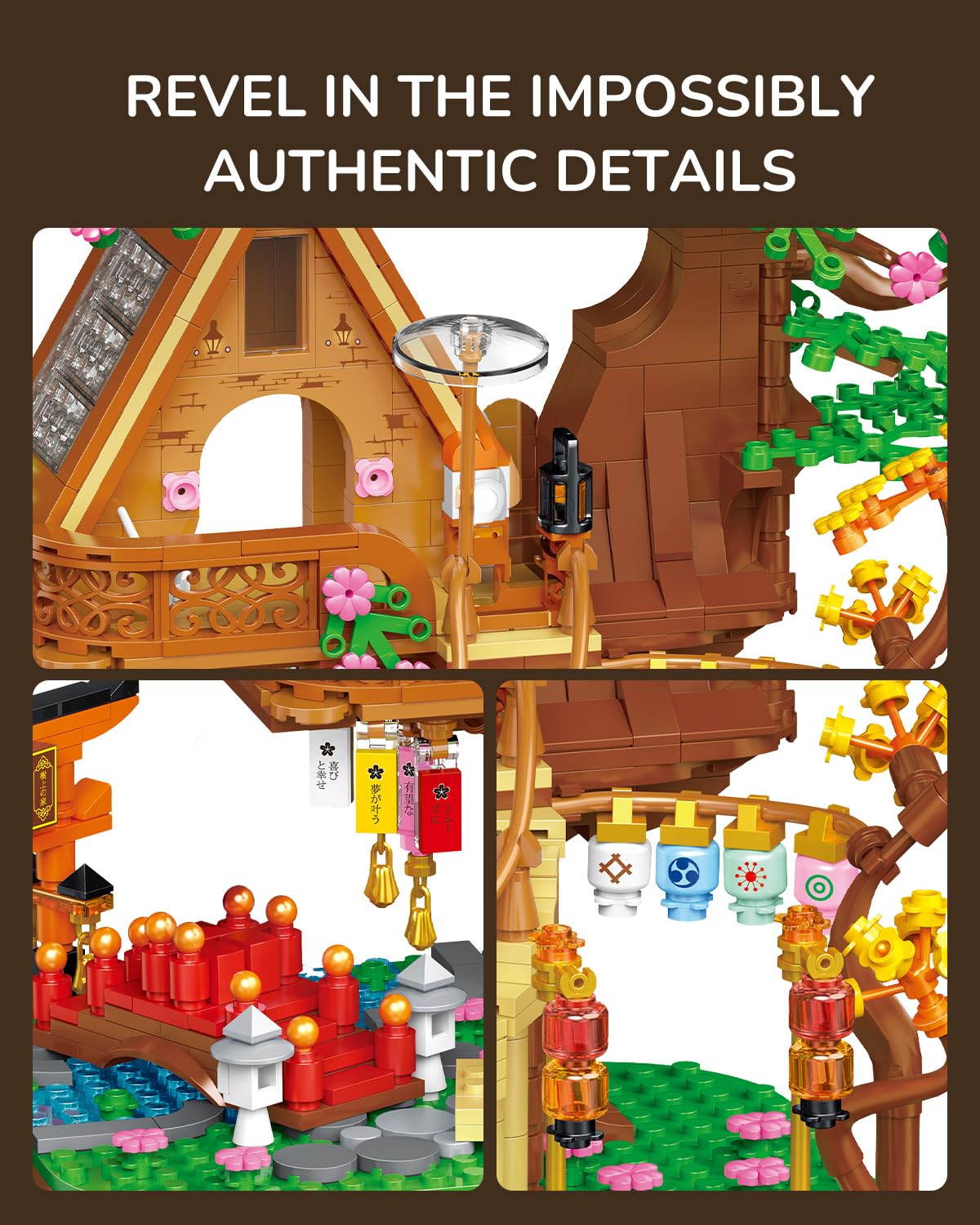 Kimiangel Tree House Lighting Building Brick Sets, 1458 PCS - Imagen 6