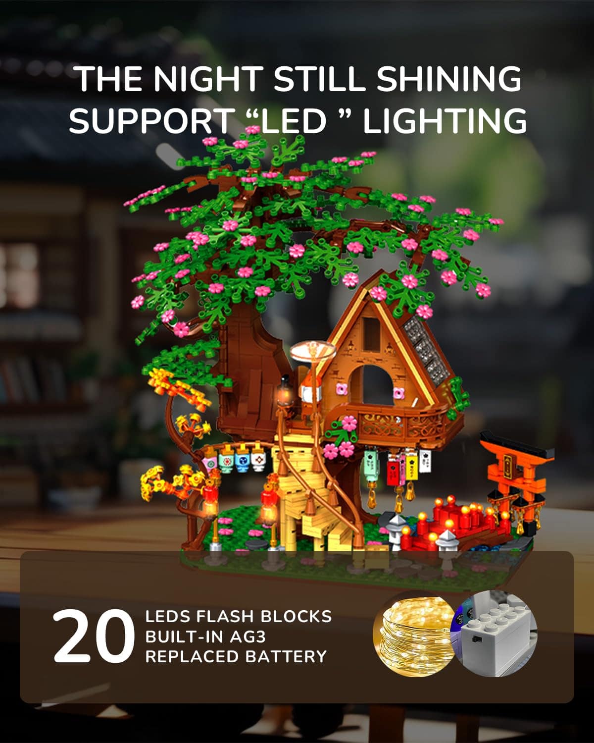 Kimiangel Tree House Lighting Building Brick Sets, 1458 PCS - Imagen 7