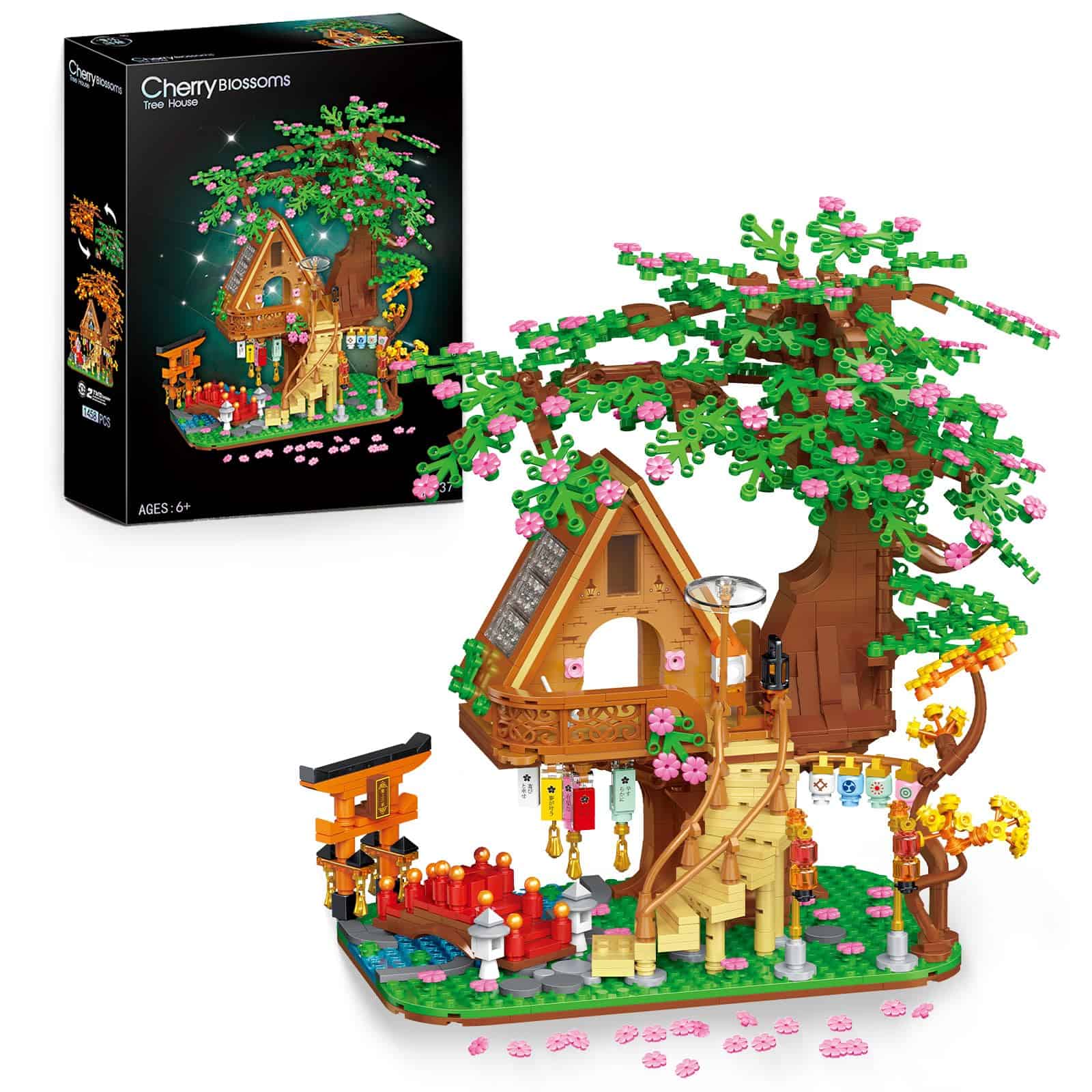 Kimiangel Tree House Lighting Building Brick Sets, 1458 PCS