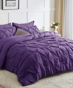 Juego de edredón morado CozyLux para cama matrimonial - 7