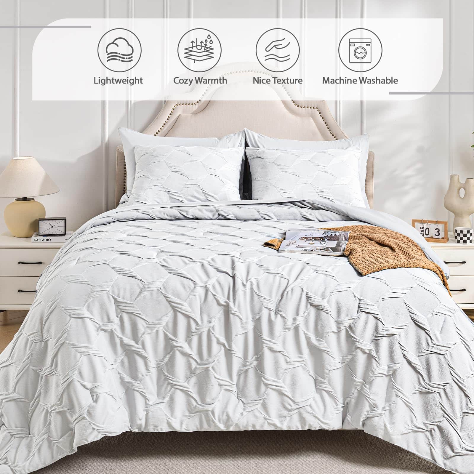 Juego de ropa de cama Swandream King- Lujo Spandex Jacquard - Imagen 4