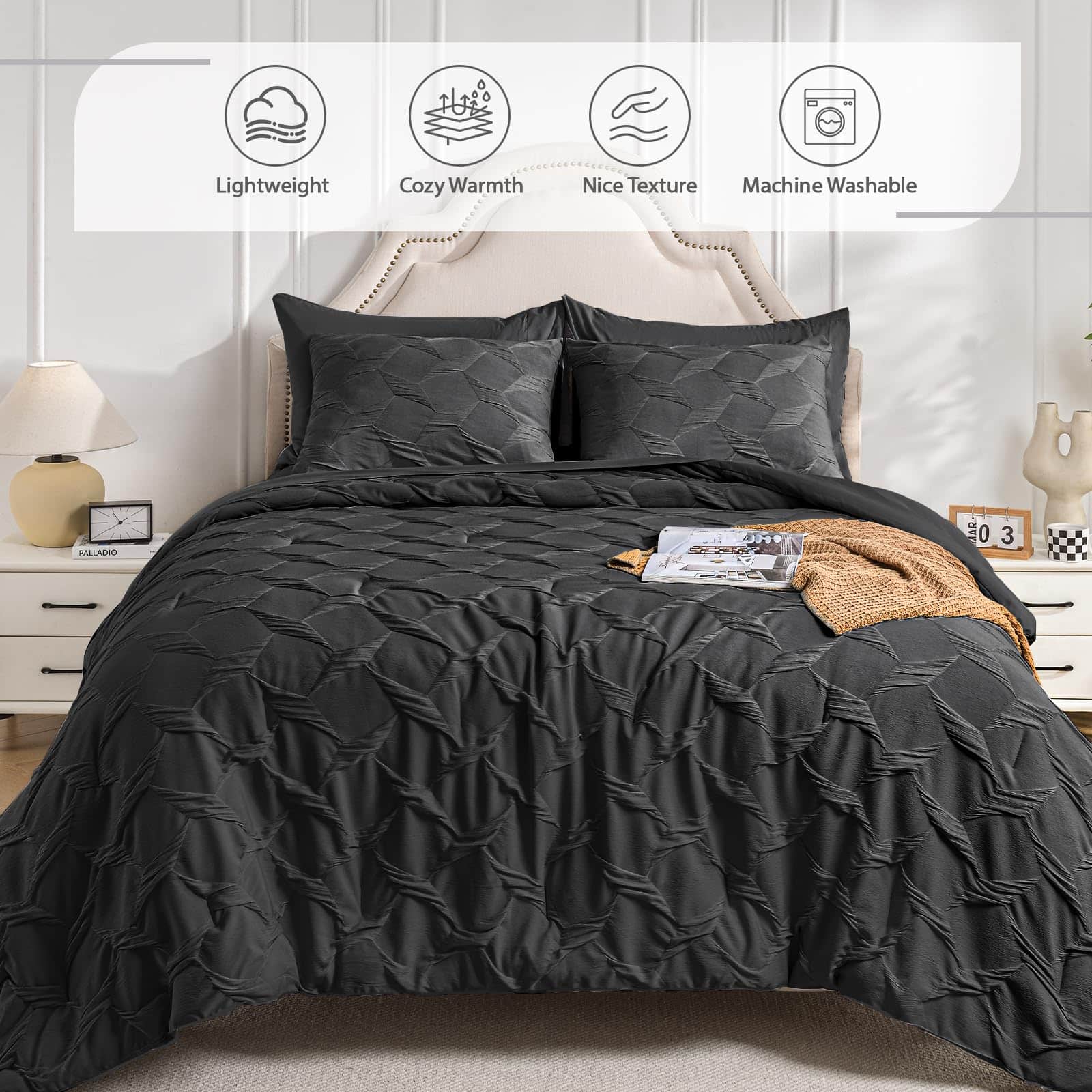 Set de Ropa de Cama King Swandream - Lujo Espandex Jacquard - Imagen 4