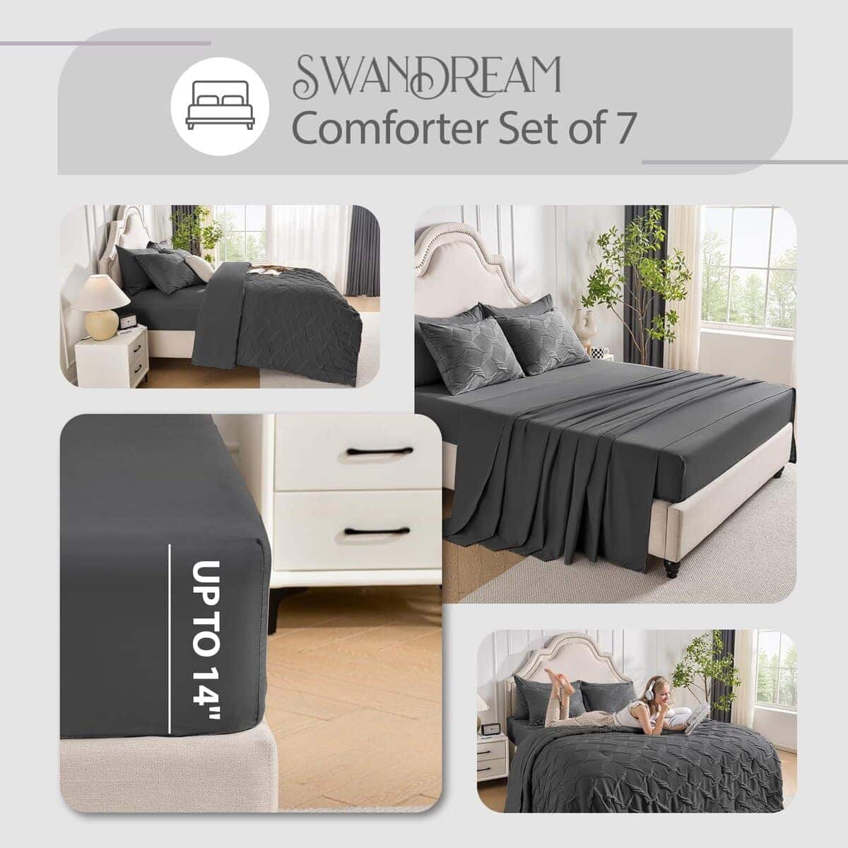Juego de Ropa de Cama King Swandream- Lujo Jacquard de - Imagen 7